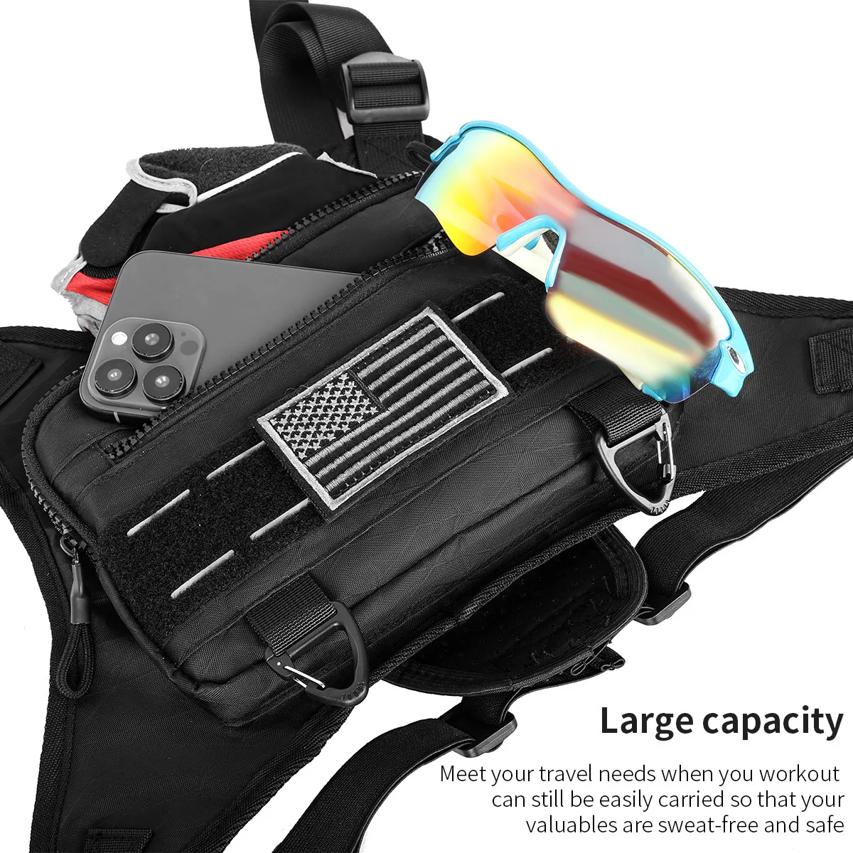 Waterproof Chest Bag For Running & Cycling – Front Mount For Action Cam, Holds Phone & Keys (Lightweight)