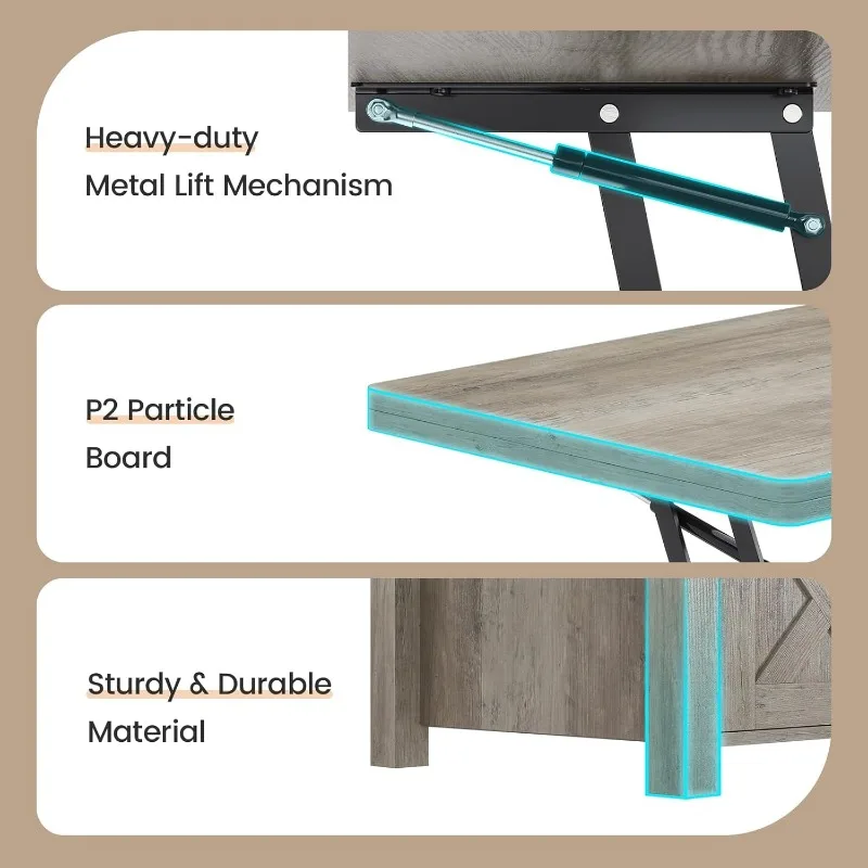 SEDETA Lift Top Coffee Table, 4 in 1 Multi-Function Convertible Coffee Tables with Storage and Hidden Compartment 6
