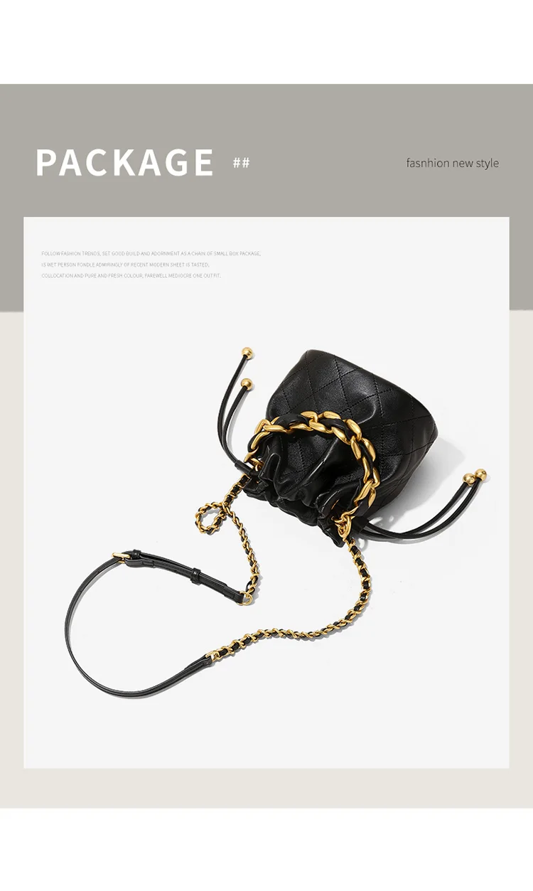 Sccb78c4e8384456eb975f6644e89d0b45 Genuine Leather Quilted Drawstring Bucket Bag for Women with Chain Strap Crossbody Handbag for Daily Use and Commuting Mallzona