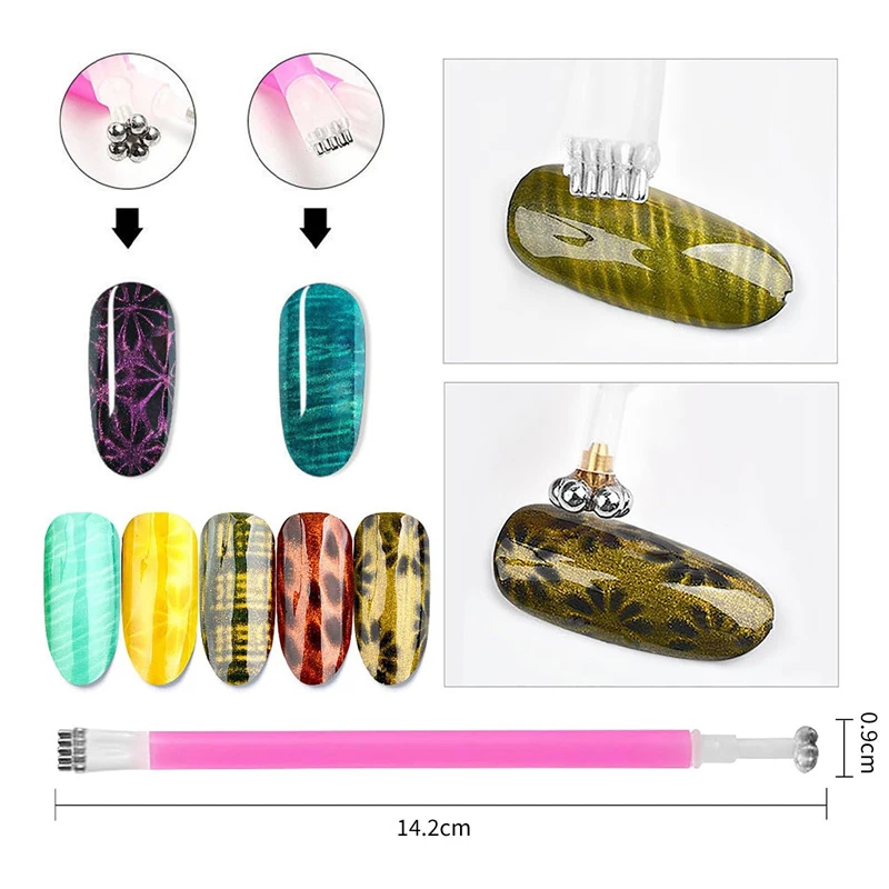 Magnetic Nail Art Tools Stick Wand Pen Set for 3D Cat Eye Gel Painting