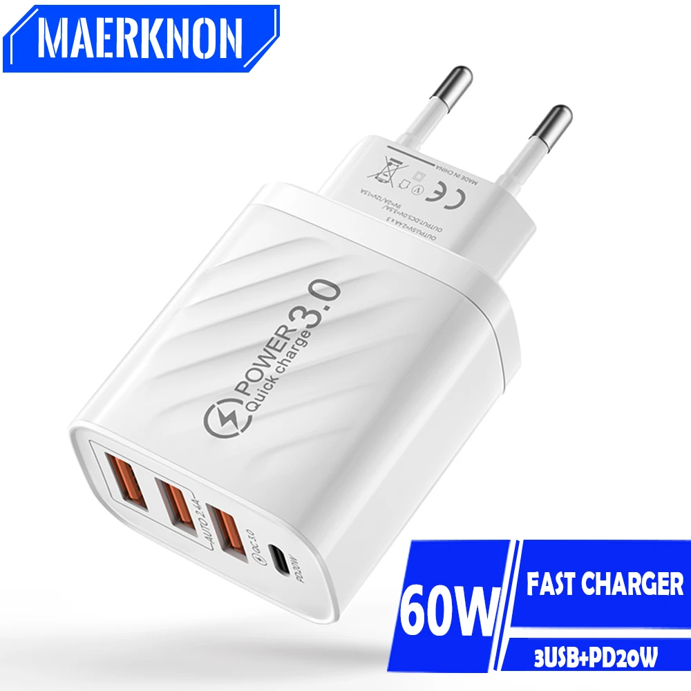 Caricabatterie Usb C Da 60W Caricabatterie Rapido Caricabatterie Rapido 3.0 Per Samsung Xiaomi 13 Adattatore Per Caricabatterie Per Telefono Cellulare