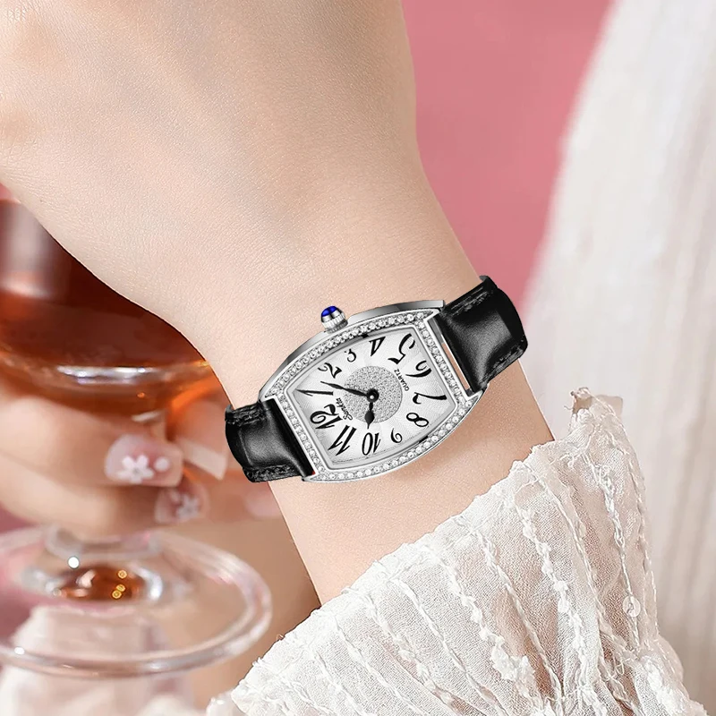 ساعات كوارتز أنيقة من LIGE Sunkta للنساء، حزام جلد...