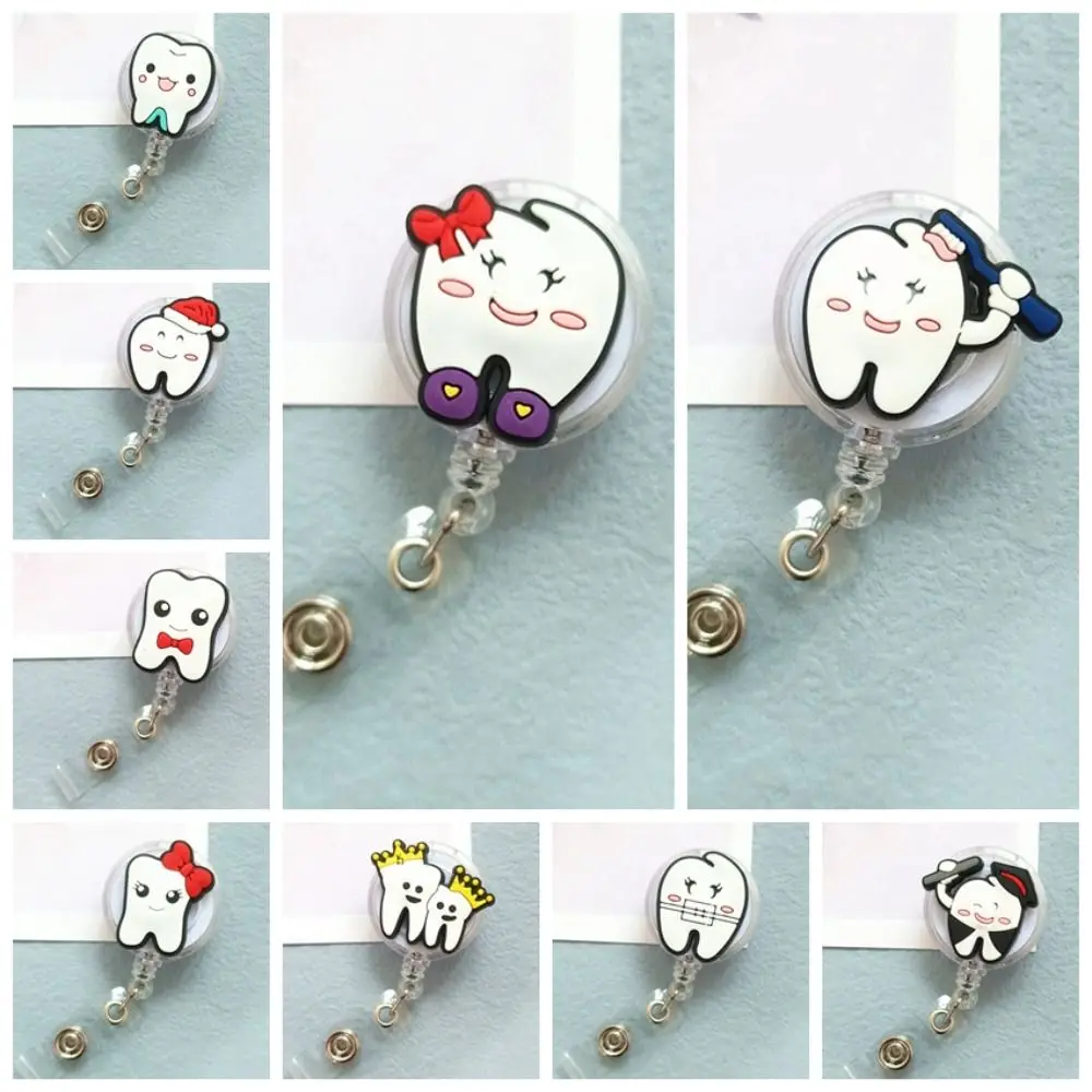 

Teeth Shape Teeth Badge Holder Work Card Dentist Retractable Badge Reel Name Tag Cartoon ID Card Holder Name Card