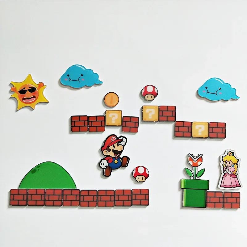 Super Mario Acrilico Sfondo Creatività Adesivi Magnetici Decorazione Forniture Mario Luigi Yoshi Action Figure Bambini Bambole Regali