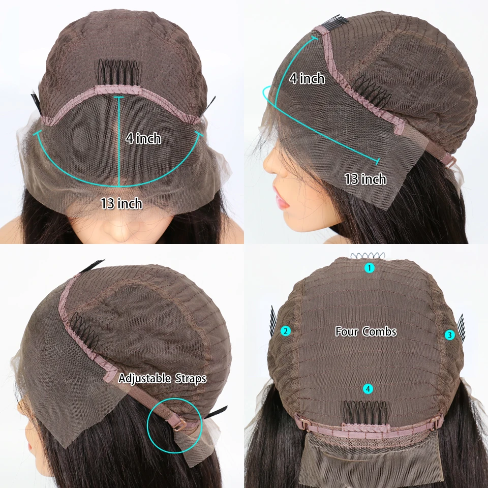 13x4 Lace Front Wig Ombre Kinky Straight Human Hair Wigs With 4C kinky Edges Coarse Yaki Lace Front Closure Wig Preplucked 180%