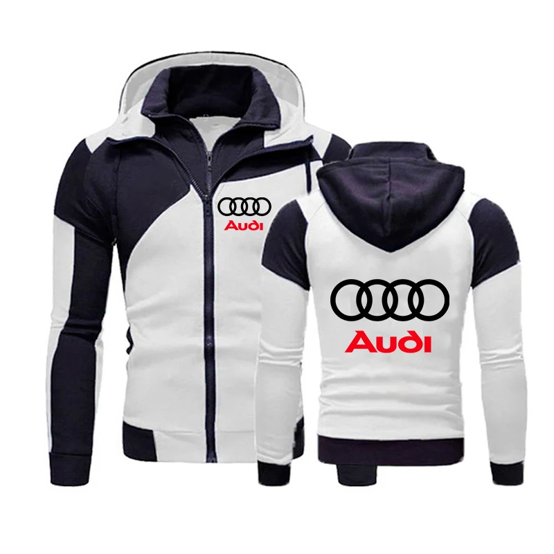 Veste à capuche avec logo de voiture Audi pour hommes, cardigan de