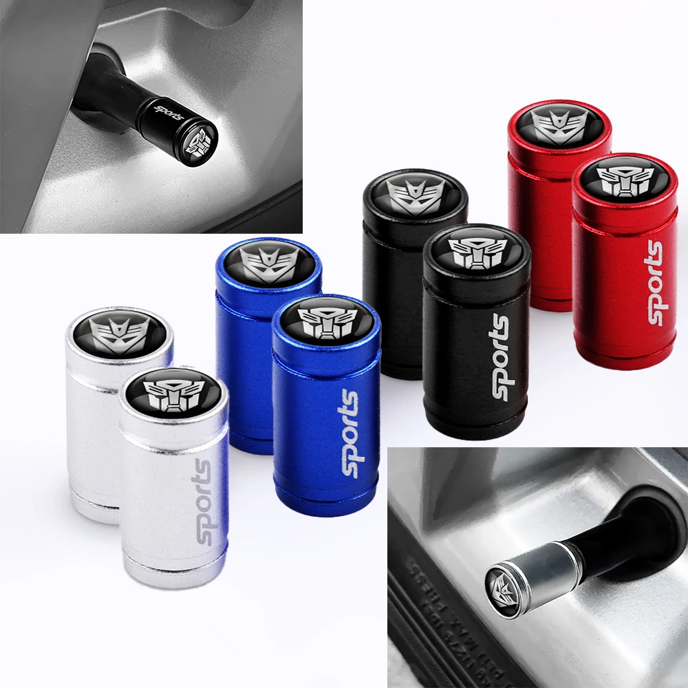 4Pcs Car Metal Tire Valve Stem Caps Transformers Autobots Decepticons Auto Emblem Styling Modifica Logo Esterno Accessori
