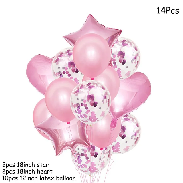 4D Transparent Baby Shower Boy Girl Bear Bubble Ball Kids 1st Birthday Party Blue Pink Helium Balloon Gender Reveal Decoration 14pcs pink set