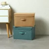 Washable Cotton Linen Fabric Folding CD Storage Box Foldable Bins Toys Organizer With Lid Storage Basket Laundry Basket 2