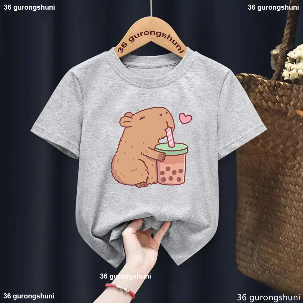 Guinea Pig Bunny Tshirt For Girls/Boys Kawaii Kids Clothes Capybara T Shirt Children's Clothing Summer Short Sleeve T-Shirt children t shirt