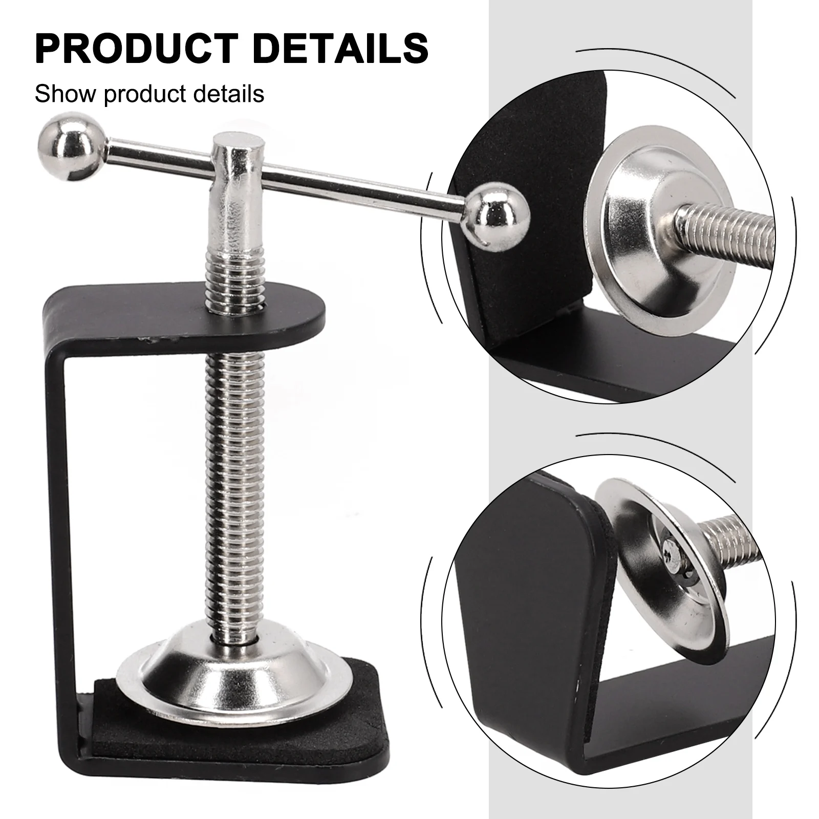 Table Mount Clamp Clamp Home Office Shop C-shaped Design Silicone Pad Stable Metal Base 5cm Height Securely Mount