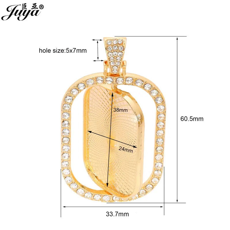 30PCS Wholesale Double Sided Cabochon Pendant Bases 24x38mm Rotatable Blank Tray Charms For DIY Jewelry Making Accessories