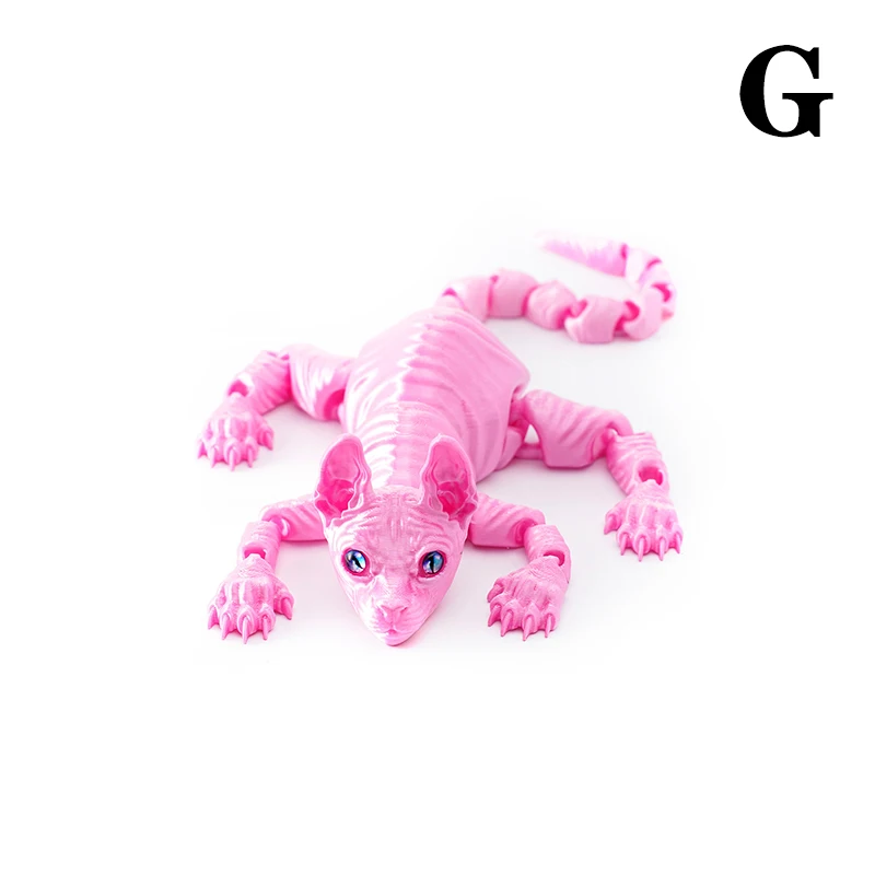 1개 22CM 사실적인 털 없는 고양이 피규어 피젯 토이 3D 프린팅 스프린스 고양이 동물 장난감 고양이 애호가 수집가 홈 데코레이션