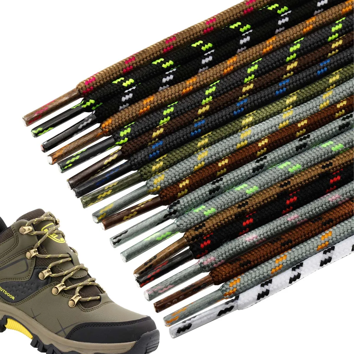 1 Pair Round Shoelaces Flower Dots Solid Laces Polyester Shoelaces Matching Sports Shoes Tooling Martin Boots Hiking Shoe Laces