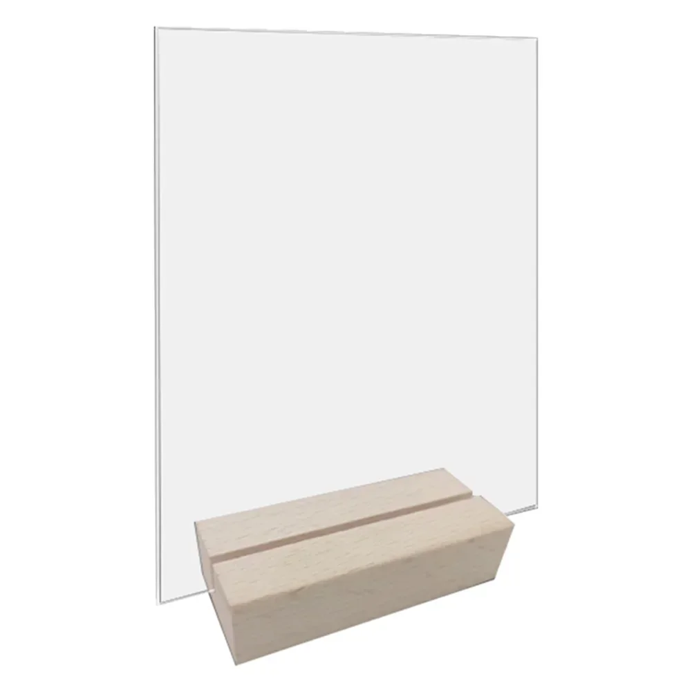 Elegant Clear Acrylic Wedding Table Number Sign with Wooden Stand