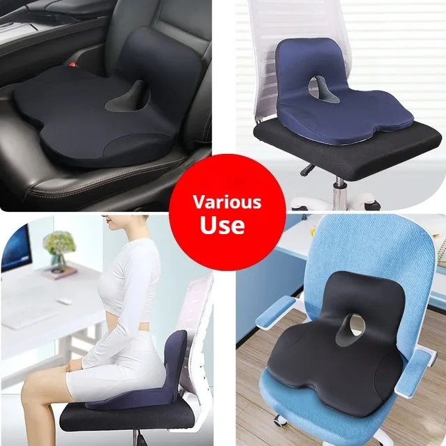 Coussin de siège de chaise de bureau intégré en forme de L, coussin de siège en mousse à mémoire de forme, fond antidérapant, réduisant la pression, Support de taille des hanches 3