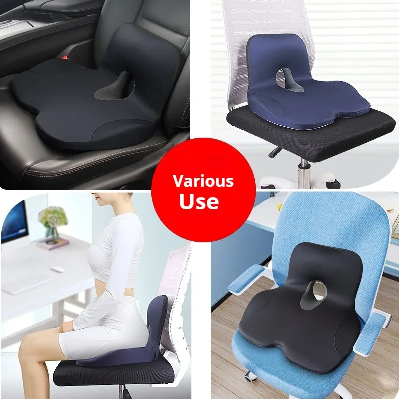 L-Shaped Integrated Office Chair Seat Cushion Memory Foam Seat Cushion Anti-Slip Bottom Pressure-Reducing Hip Waist Support 3
