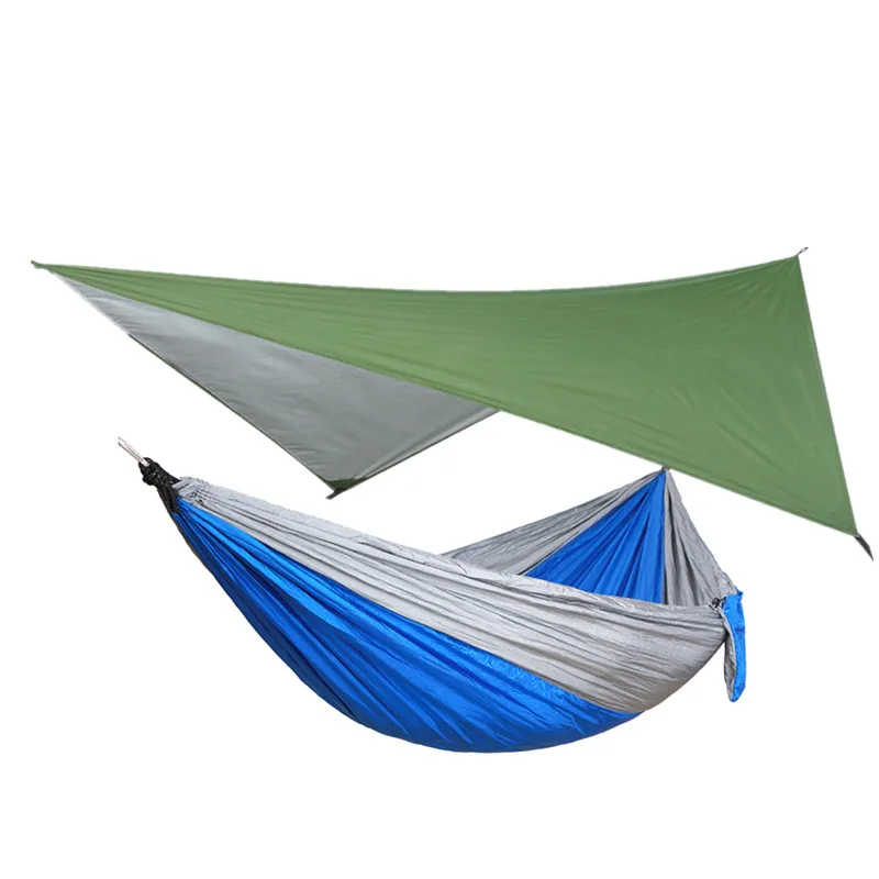 Camping Hammock Includes Mosquito Net, Rain Fly, Tree Straps, Perfect for Camping Lightweight Nylon Portable Single Hammock 