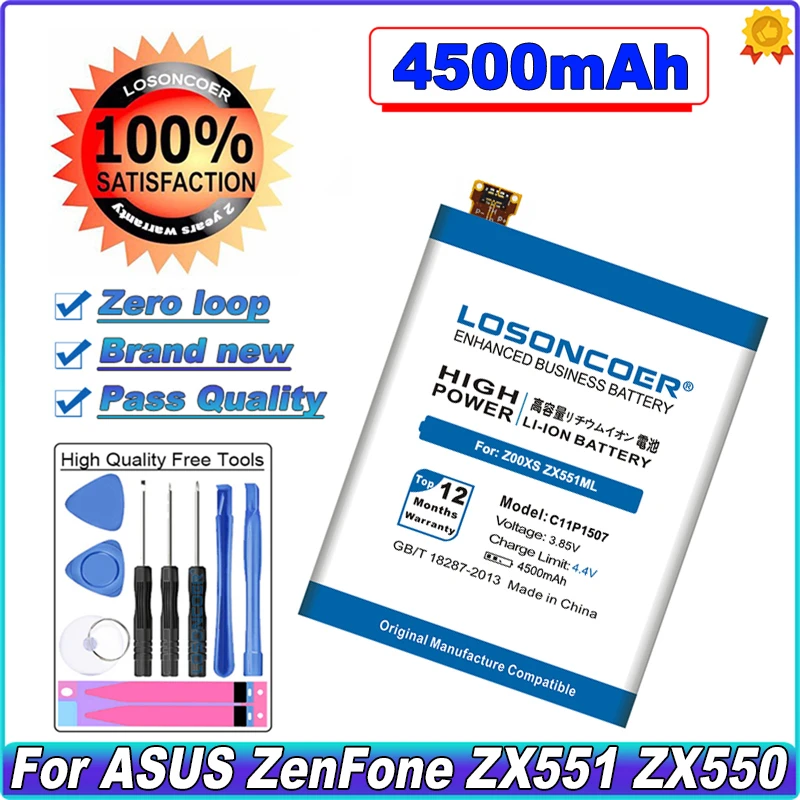 

LOSONCOER 4500mAh C11P1507 Battery For ASUS Zenfone Zoom Z00XSB ZX551ML ZX551 Z00XS High Capacity Phone Batteries~In Stock