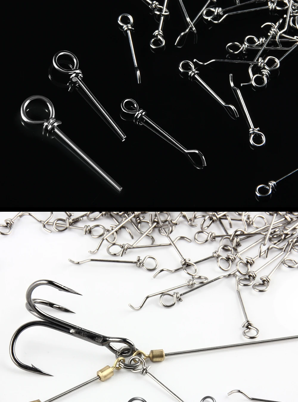 Spinpoler 100 teile/beutel Stinger Angeln Spike Edelstahl Weichen Köder Gebogen Mitte Pin Pike Rig Swimbait Shad Zubehör Pesca – Detail 6