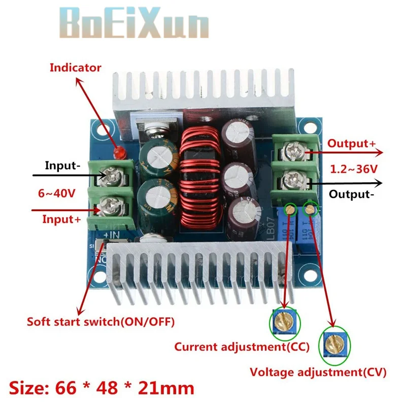

300W 20A DC-DC Buck Converter Step Down Module Constant Current LED Driver Power Step Down Voltage Module Electrolytic Capacitor
