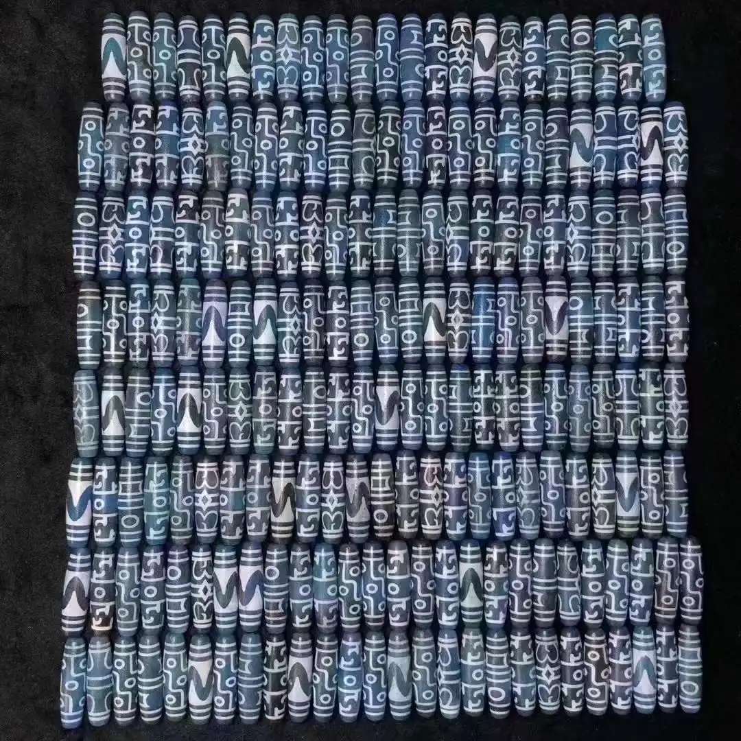 

200 Pcs/lot Blue Chalcedony Dzi High Oil Slurry Clear Horseshoe Lines Delicate Beads Oily Class B Quality