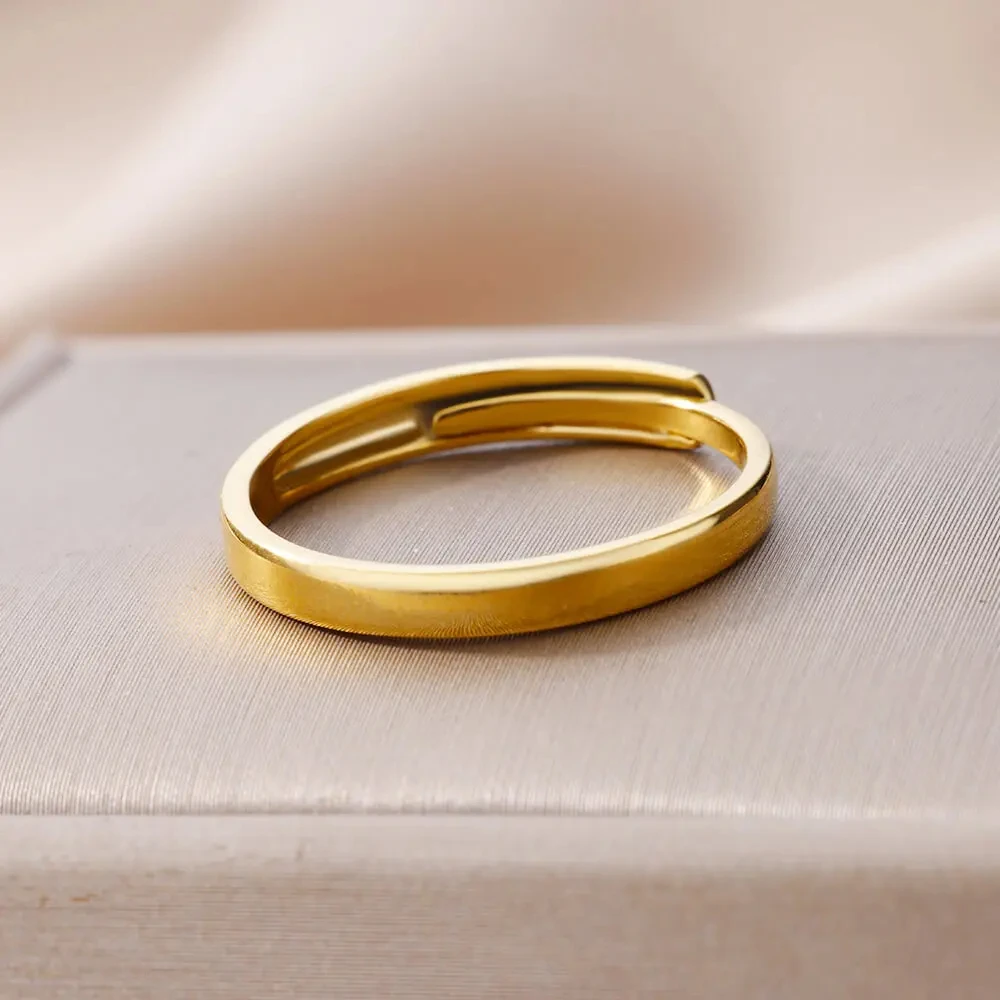 Stainless Steel Rings For Women Gold Color Adjustable Finger Rings