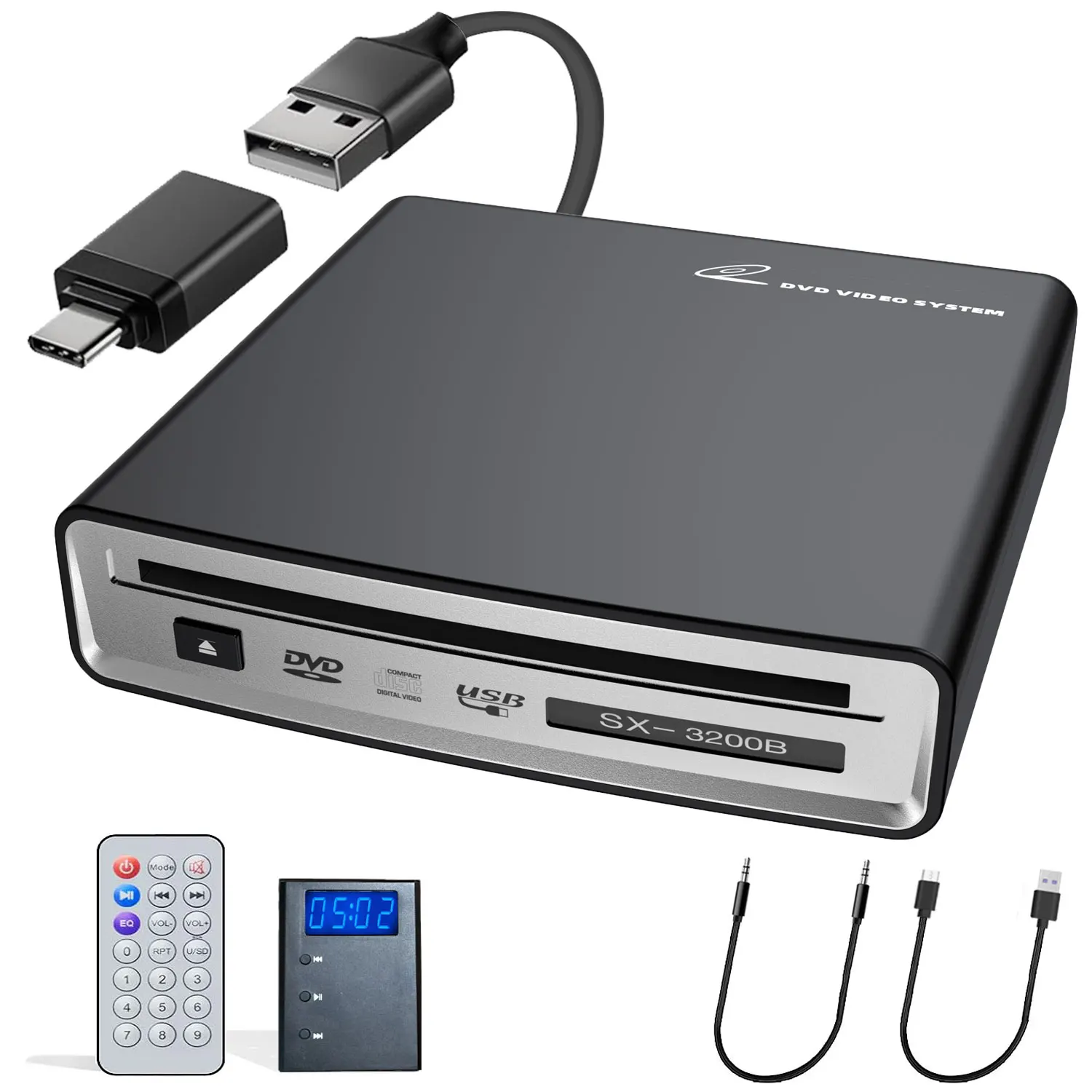 Car CD Player CD Player For Car Suction USB/Type-C Connection CD Player Convenient Installation Multiple Application Scenarios