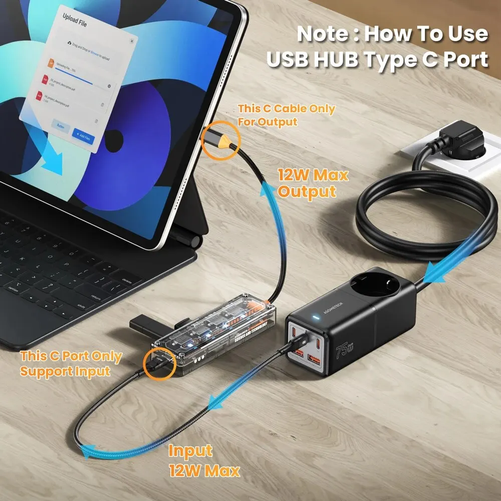 ASOMETECH Type C HUB 4 in 1 USB C to USB 3.0 Docking Station Adapter For MacBook Laptop iPhone Samsung