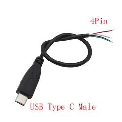 Universal USB - C Power Supply Charger Connector Cable - DIY Repair Wire, Multiple Lengths Available - 2M (4pin Type C Male)