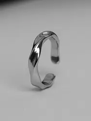 Silver Color Alloy Mobius Wave Open Ring - Simple Retro Jewelry Trend (NJ - 1279)