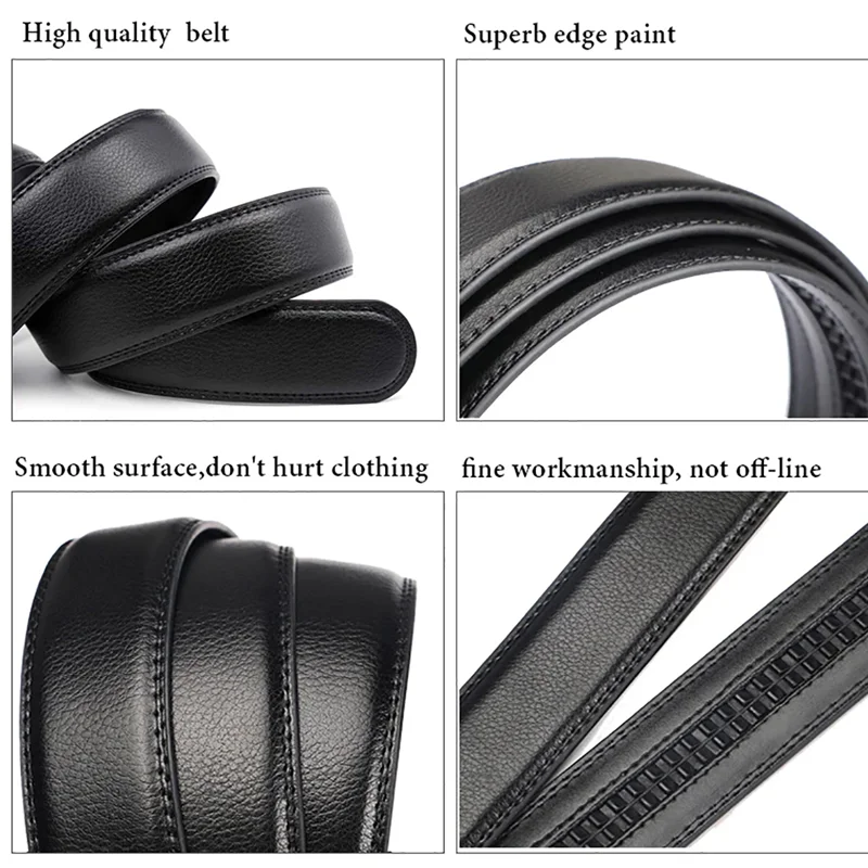 Men' High-Quality Belt Belt, Black Automatic Buckle Jeans