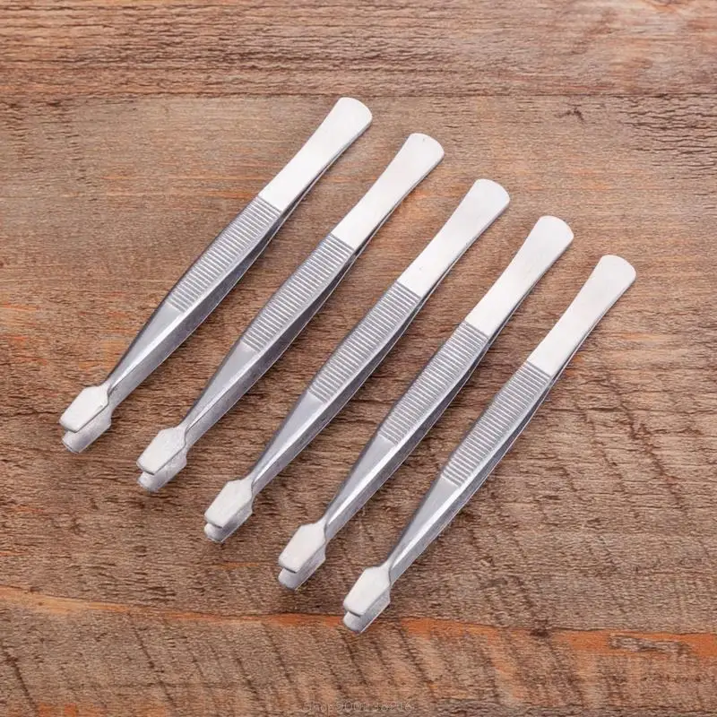 StainlessSteelStampTweezersTongsFlatWideTipPrecisionPhilately