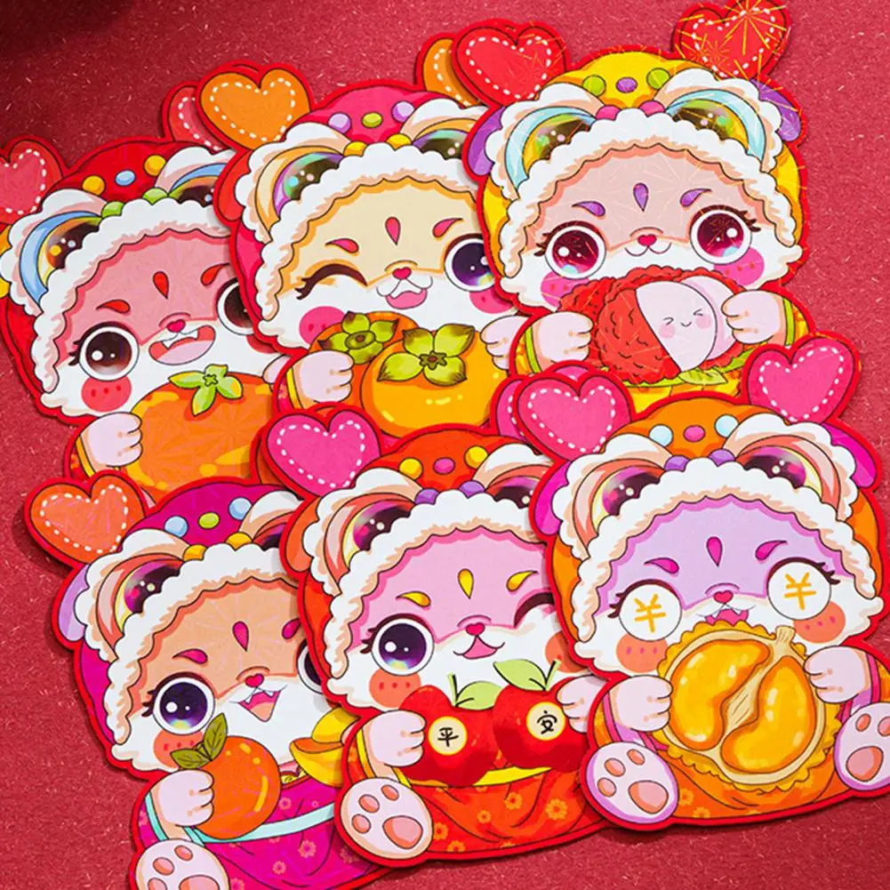 

4/6Pcs Chinese New Year Red Envelope 2024 Symbol of Dragon Year Lucky Pocket Zodiac Dragon Envelope New Year Kid Gift Supplies