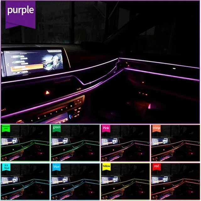 Ambient Light String Lights Glow Light Mini Led Light Car Interior Lights 1M 3M 5M LED Flexible Neon Lighting String for Car Interior Dashboard Door Decoration