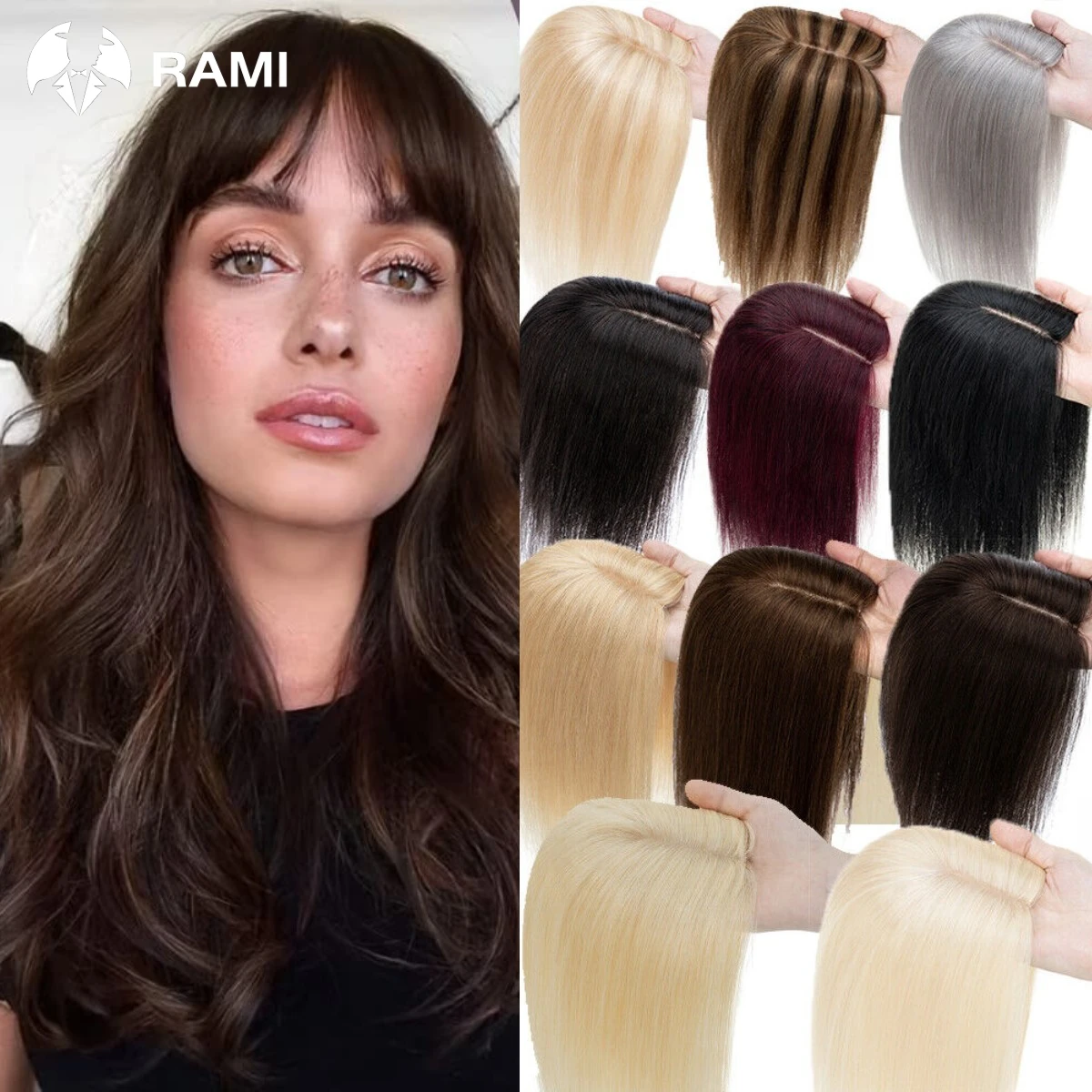 

Hair Topper For Women Wigs Hair Accessories Natural 3 Clips In Wig Lady Hairpieces Human Hair Toppers With Bangs Wig Straight