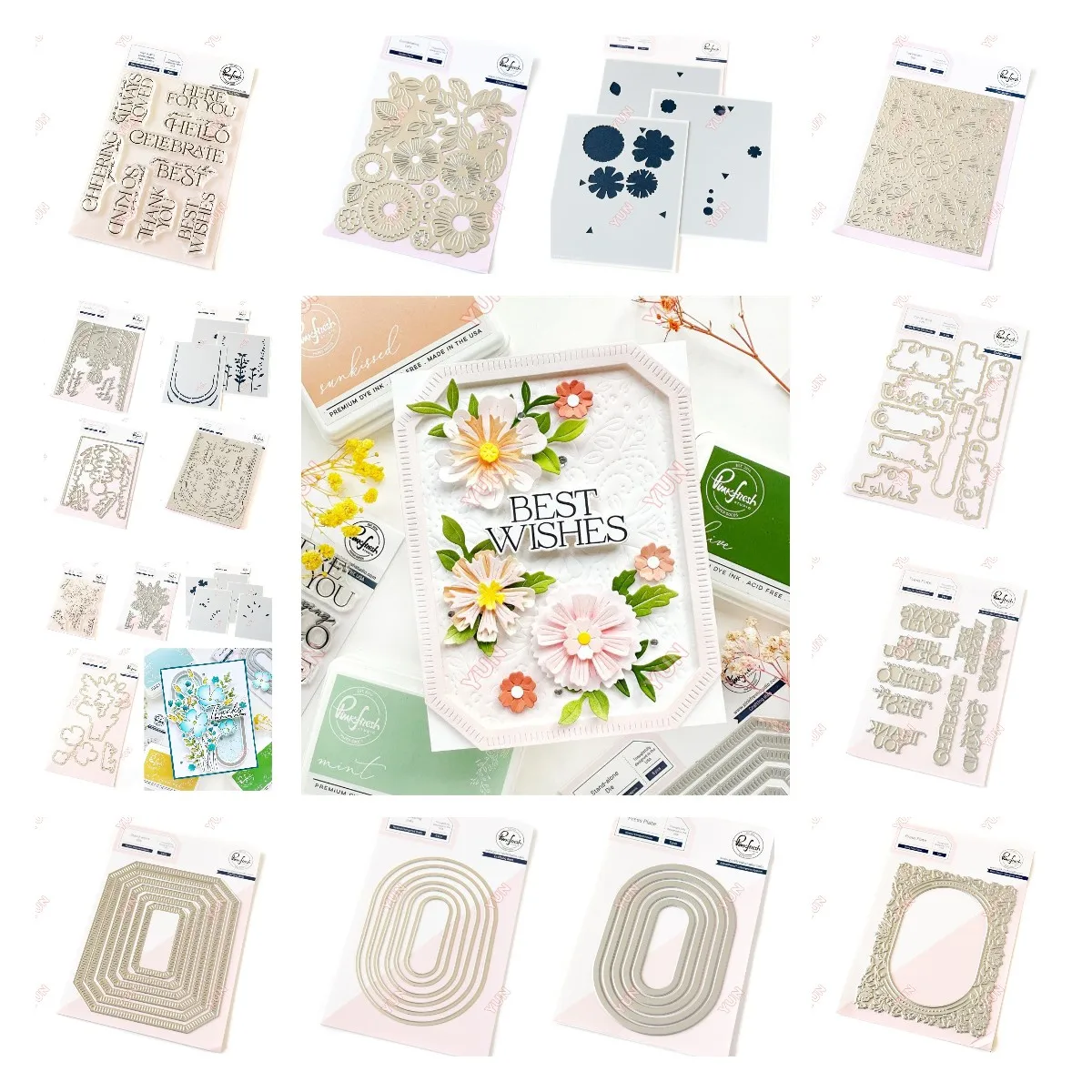 Cuts dies stamps Here for You Thank You emotion words stamp flower stencils arched molds for DIY grateful greeting cards making