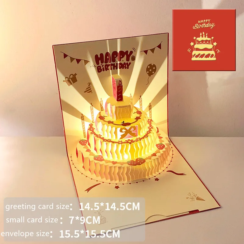 3D Pop-Up Greeting Card with Music & Light – Happy Birthday Message Card for DIY Bl... - SKU PGC02212 - UGI Packaging