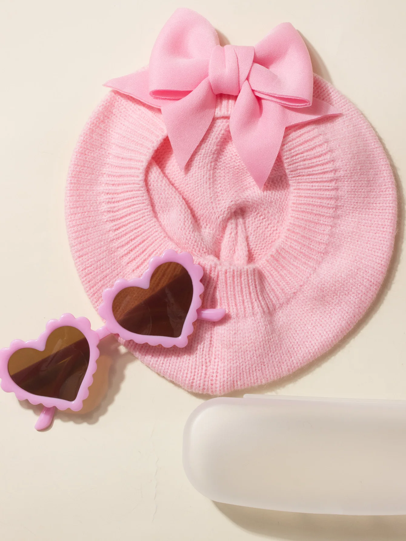 Baby Bow Hat + Heart Glasses set 1pc each Baby Beret Hat Painter's Hat Hair Accessories
