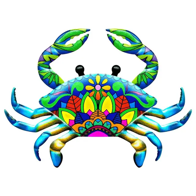 Ornement de crabe en métal suspendu au mur, artisanat de jardin, Art en fer, Sculpture, décoration de la maison, porche de cour intérieure et extérieure 4