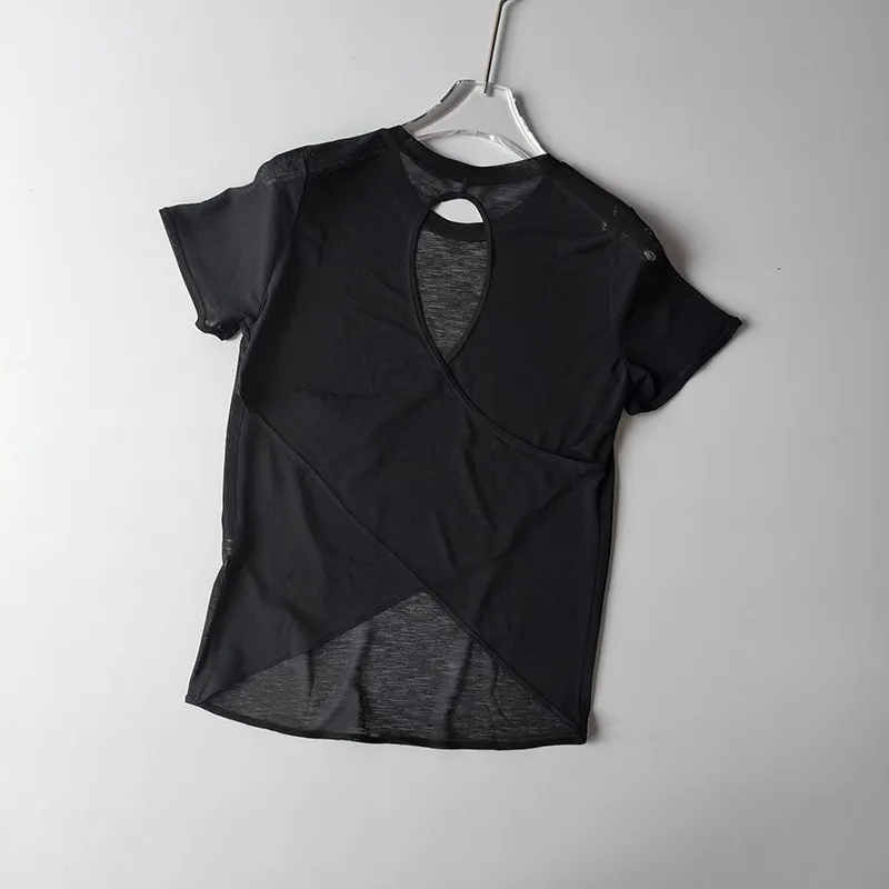 Women's Tight Sports T-shirt Quick Dry Short Sleeve Yoga T-shirt Pilates Fitting Fitness Back Hollow Out Running T-shirt 6 Sccb96899867743c79de93fe7d6845484P