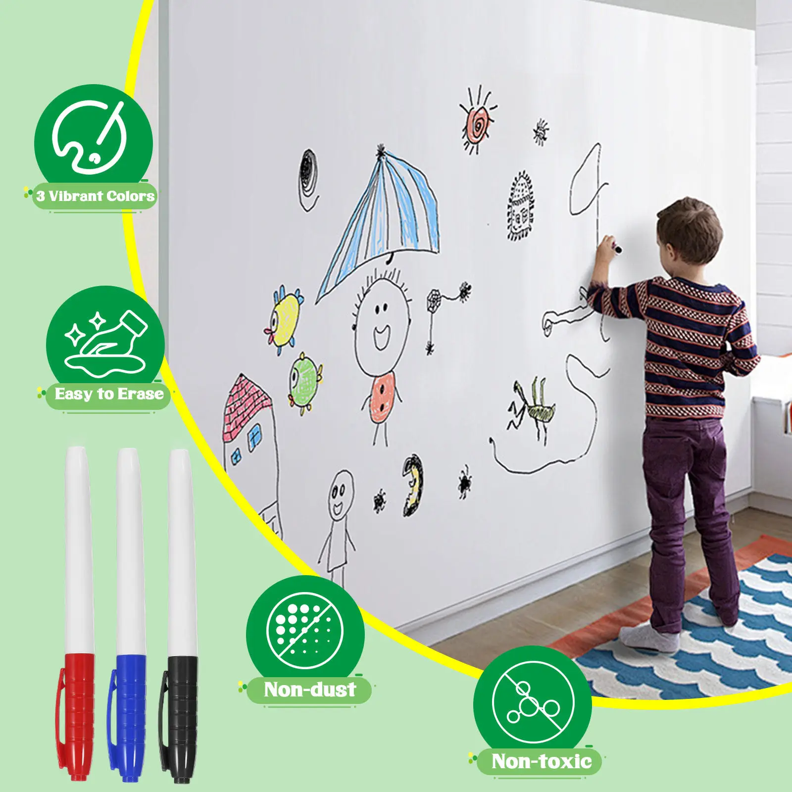 6Pcs 화이트보드 마커 다기능 건식 지우기 펜 경량 휴대용 화이트보드 드로잉 마커 편리한 마커 펜