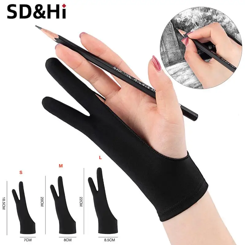 Anti-touch Two-Finger Hand Painting Gloves For Tablet Digital Board Screen Touch Drawing Anti-fouling Oil Painting Art Supplies