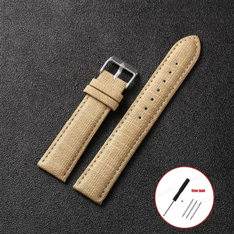 Vintage-Style Denim Nylon Canvas Watch Strap - Soft, Sporty & Universal Wristband Bracelet