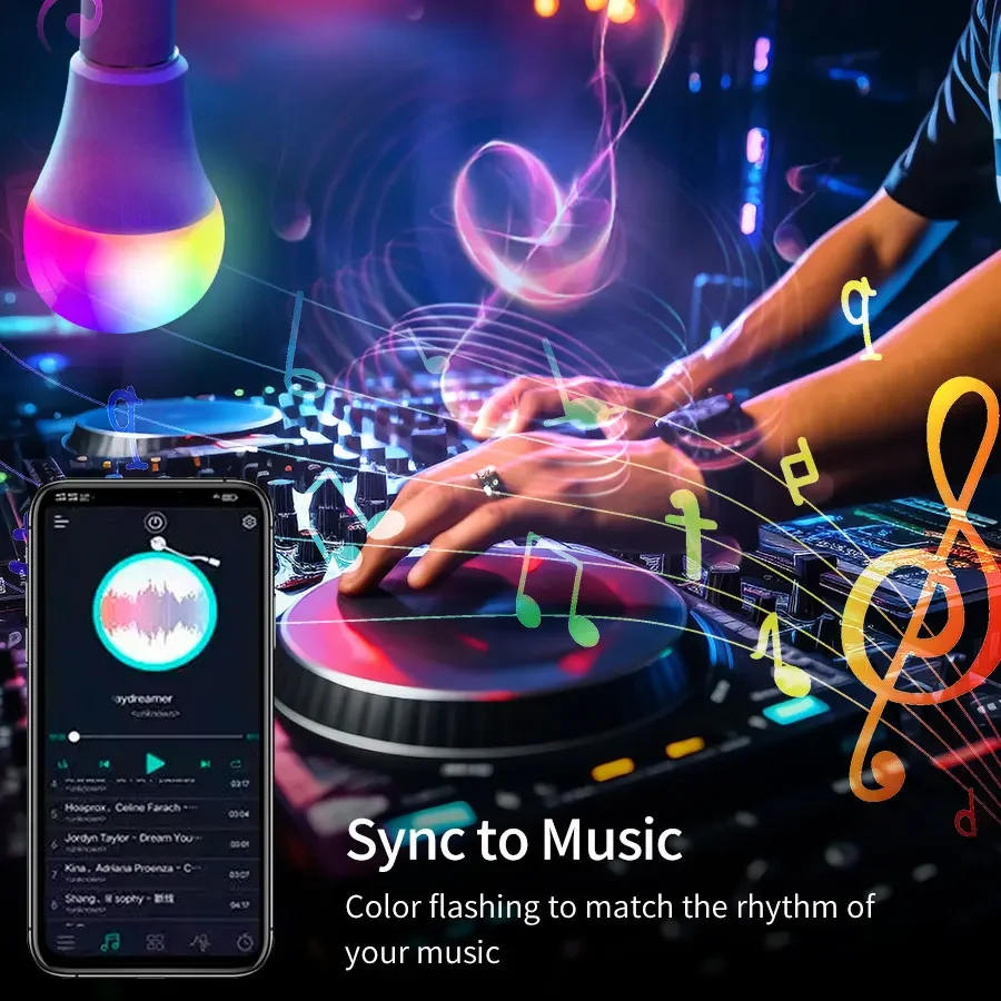 Tuya Bluetooth Smart LED Light Bulbs E27 220V 9W 15W 18W RGB Light Bulbs APP Control Dimmable Timer For Home Bedroom Decoration smart led light bulbs