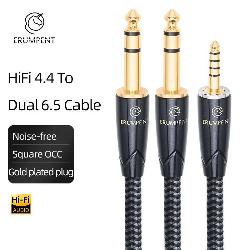 하이파이 4.4-듀얼 6.5 케이블 고품질 사각 OCC 이중 차폐 밸런스드 4.4mm 잭-듀얼 6.5mm TRS 잭 오디오 케이블