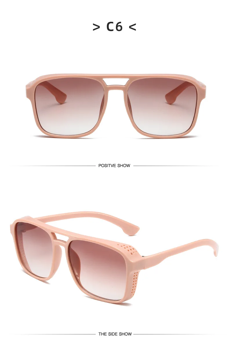 Neue Vintage-Sonnenbrille für Damen und Herren, Quadratischer PC-Rahmen, Marken-Designer Retro-Shades, Modische Sonnenbrille ﻿ für Männer – Detail 17