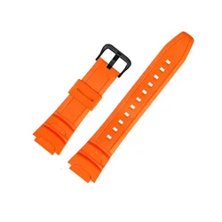 Durable Rubber Silicone Watch Strap - Resin Watchband Accessories - 18mm (Orange Black Buckle)