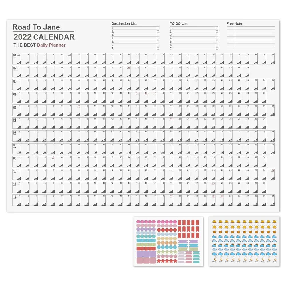 2021/2022 Year Annual Plan Calendar Daily Schedule With Sticker Dots Wall Planner Kawaii Stationery Study Planning Learning - Aliexpress Education & Office Supplies
