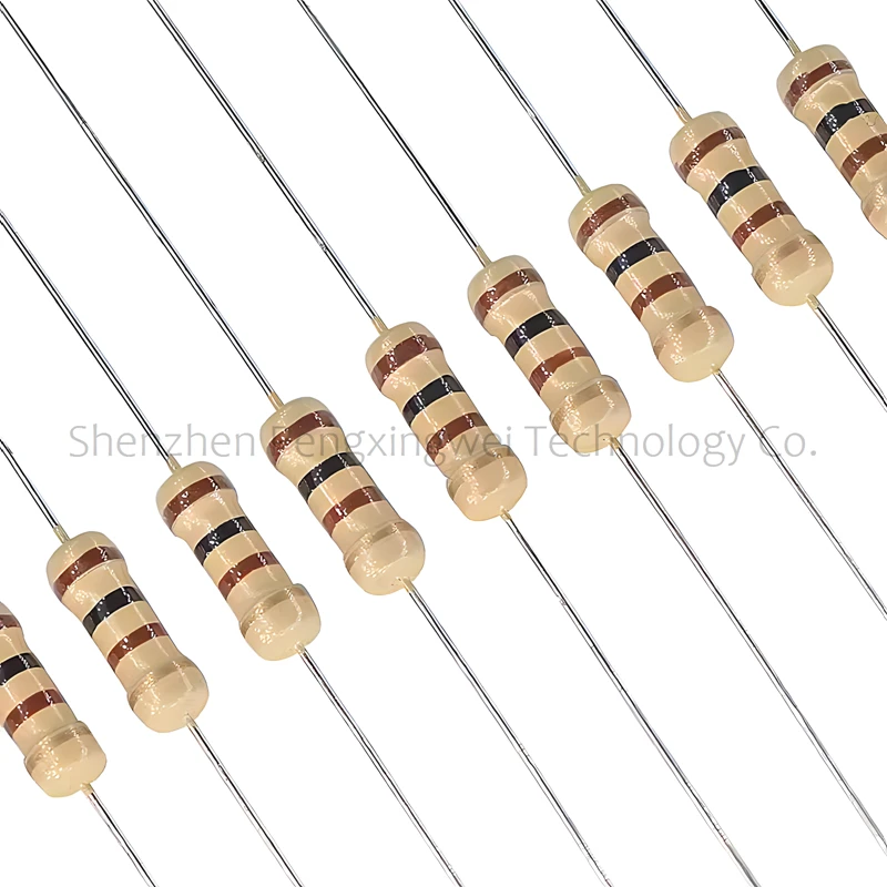 100pcs 0.5W 1/2W 5% Carbon Film Resistor 1 1.2 1.5 10 12 15 100 120 150 Ohm R K 1R 1R2 1R5 10R 12R 100R 1K 10K 100K 0.1R-1M carbon film resistor